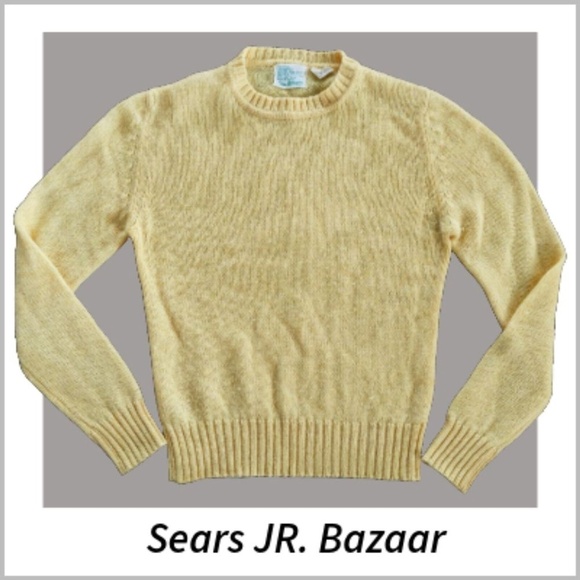 Sears JR Bazaar‎ Women Vintage Wool Yellow Cream Sweater Size L - Picture 1 of 9